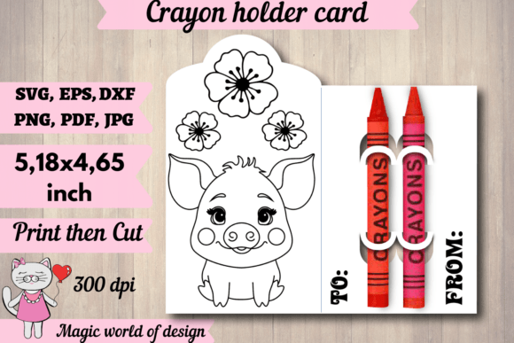 Evaluating the Cute Baby Pig in Flowers, Crayon Holder Design